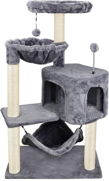 ÁRBOL PARA GATOS MÁS NUEVO CON CONDOMINIO PARA GATOS Y HAMACA GRANDE, GRIS