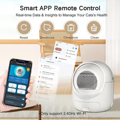 CAJA ARENA GATO COMPRA FÁCIL CLEANPETHOME AUTOLIMPIANTE CONTROL APLICACIÓN ELIMINACIÓN OLORES PROTECCIÓN SEGURIDAD - 3