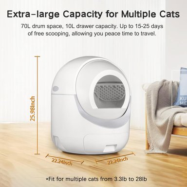 CAJA ARENA GATO COMPRA FÁCIL CLEANPETHOME AUTOLIMPIANTE CONTROL APLICACIÓN ELIMINACIÓN OLORES PROTECCIÓN SEGURIDAD - 4