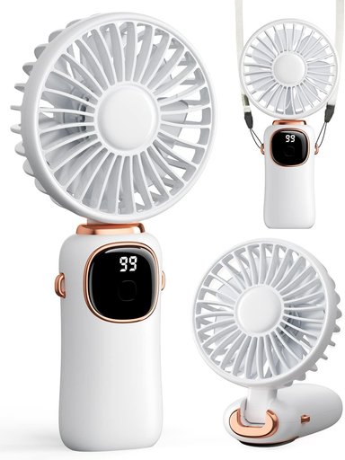 VENTILADOR PORTATIL COMPRA FACIL MANO COLDSKY 4000 MAH FUNCIONA PILAS 3 EN 1 MULTIFUNCION PANTALLA DIGITAL,90° BASE(BLANCO)