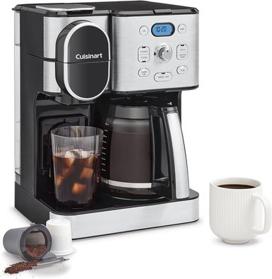 CAFETERA COMPRA FACIL CUISINART JARRA VIDRIO 12 TAZAS AUTOMÁTICA CALIENTE Y HELADA UN SOLO SERVIDOR ACERO INOXIDABLE