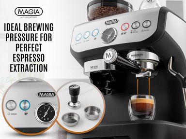 CAFETERA COMPRA FACIL ZULAY KITCHEN MAGIA,CAFÉ ESPRESSO MANUAL MOLINILLO Y ESPUMADOR LECHE- MÁQUINA CAPUCHINO Y DEPÓSITO AGUA 2 L - 4