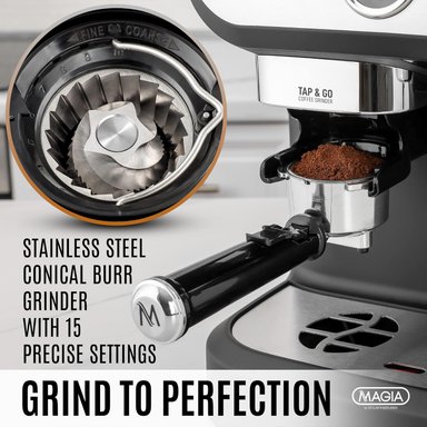 CAFETERA COMPRA FACIL ZULAY KITCHEN MAGIA,CAFÉ ESPRESSO MANUAL MOLINILLO Y ESPUMADOR LECHE- MÁQUINA CAPUCHINO Y DEPÓSITO AGUA 2 L - 5