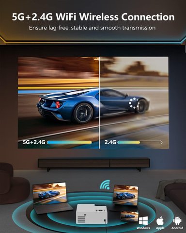 MINI PROYECTOR COMPRA FACIL FUDONI WIFI 5G Y BLUETOOTH 15000L 1080P 4K PROYECTOR VÍDEO COMPATIBLE IOS Y ANDROID/PORTÁTIL/HDMI/USB - 2