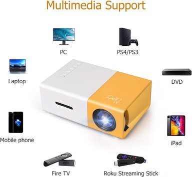 MINI PROYECTOR COMPRA FACIL MEER PROYECTOR IOS ANDROID PS5 LAPTOP TV-STICK COMPATIBLE HDMI USB AUDIO TARJETA TF AV CONTROL REMOTO - 2