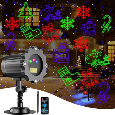 PROYECTOR DE LÁSER DE NAVIDAD COMPRA FACIL PARA EXTERIORES RGB 3 COLORES 8 PATRONES ESPECTÁCULO DE LUCES NAVIDEÑAS