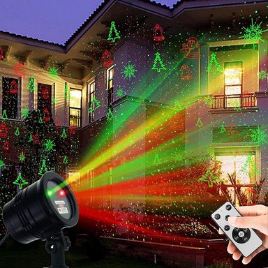 PROYECTOR DE LUCES DE NAVIDAD COMPRA FACIL LUCES LÁSER FOCO DE PAISAJE LUCES DECORATIVAS CON PATRONES DE NAVIDAD ROJOS Y VERDE - 1