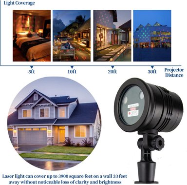 PROYECTOR DE LUCES DE NAVIDAD COMPRA FACIL LUCES LÁSER FOCO DE PAISAJE LUCES DECORATIVAS CON PATRONES DE NAVIDAD ROJOS Y VERDE - 3