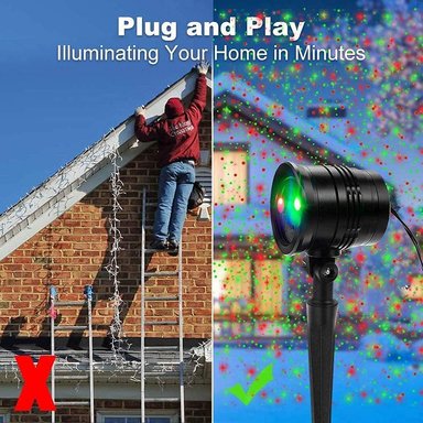 PROYECTOR DE LUCES DE NAVIDAD COMPRA FACIL LUCES LÁSER FOCO DE PAISAJE LUCES DECORATIVAS CON PATRONES DE NAVIDAD ROJOS Y VERDE - 4