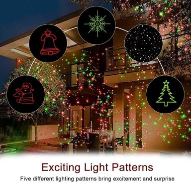 PROYECTOR DE LUCES DE NAVIDAD COMPRA FACIL LUCES LÁSER FOCO DE PAISAJE LUCES DECORATIVAS CON PATRONES DE NAVIDAD ROJOS Y VERDE - 6