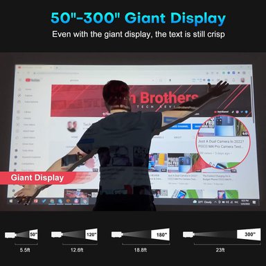 PROYECTOR COMPRA FACIL GROVIEW 1080P WIFI BLUETOOTH VIDEO DE 300 PULGADAS COMPATIBLE CON 4K Y ZOOM SINCRONIZACIÓN 5G - 5
