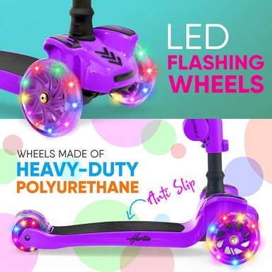 PATINETA HURTLE PARA NIÑOS – STAND Y CRUISE - PLEGABLE CON ALTURA AJUSTABLE, ANTIDESLIZANTE, LUCES RUEDA INTERMITENTES - 4