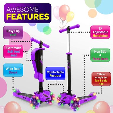 PATINETA HURTLE PARA NIÑOS – STAND Y CRUISE - PLEGABLE CON ALTURA AJUSTABLE, ANTIDESLIZANTE, LUCES RUEDA INTERMITENTES - 6