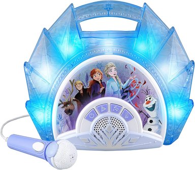 ESTÉREO PORTÁTIL EKIDS FROZEN 2 CANTA CONMIGO CON MICRÓFONO, MÚSICA INTEGRADA, LUCES PARPADEANTES