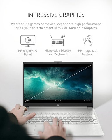 LAPTOP HP AMD RYZEN 3 8GB RAM 256GB SSD 15.6" W. 11 HOME,CÁMARA WEB 720P,PLATA NATURAL - 3