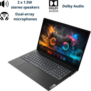 LAPTOP LENOVO V15 AMD RYZEN 5 5500U HEXA-CORE 16GB RAM 1TB SSD 15.6",FHD, HDMI, RJ45,TECLADO NUMÉRICO,W. 11 PRO,NEGRO - 2