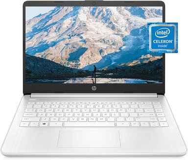 LAPTOP HP INTEL CELERON N4020 4GB RAM 64GB 14" PANTALLA HD, WINDOWS 11 HOME BLANCO