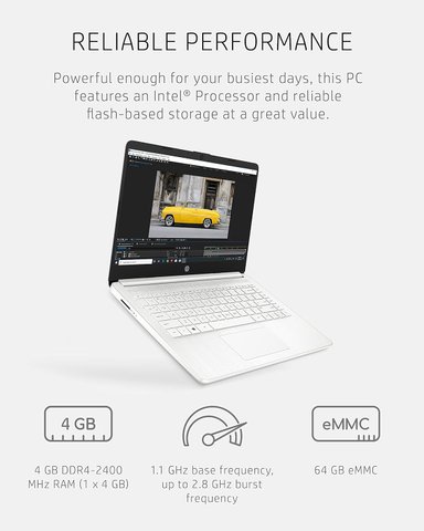 LAPTOP HP INTEL CELERON N4020 4GB RAM 64GB 14" PANTALLA HD, WINDOWS 11 HOME BLANCO - 3