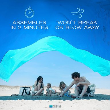 SHIBUMI SHADE MINI, EL TOLDO DE PLAYA  WIND-POWERED®, PROPORCIONA 75 PIES DE SOMBRA, COMPACTO Y FÁCIL DE TRANSPORTAR - 4
