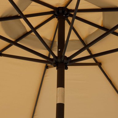 BLISSUN - SOMBRILLA DE ALUMINIO PARA PATIO Y EXTERIORES, CON INCLINACIÓN DE BOTÓN Y MANIVELA, DE 9 PIES, CON DISEÑO A RAYAS - 3