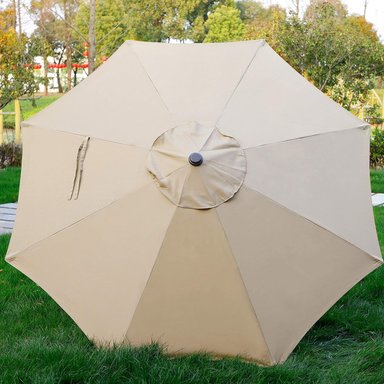 BLISSUN - SOMBRILLA DE ALUMINIO PARA PATIO Y EXTERIORES, CON INCLINACIÓN DE BOTÓN Y MANIVELA, DE 9 PIES, CON DISEÑO A RAYAS - 4