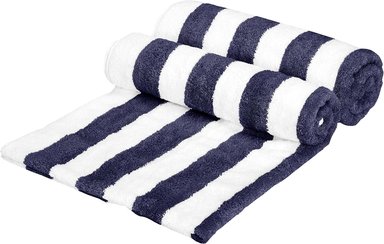TOALLA PLAYA AMAZON BASICS AZUL MARINO CABANA STRIPE RAYAS PAQUETE 2 59.84 PULGADAS LARGO X 29.92' ANCHO - 4