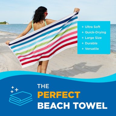 TOALLA PLAYA COMPRA FACIL MULTICOLOR BEN KAUFMAN CABANA STRIPE PISCINA TELA ALGODON VARIOS COLORES 30 X 60' PAQUETE 6 UN - 5