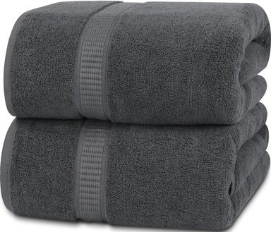 TOALLA PLAYA COMPRA FACIL GRIS UTOPIA TOWELS BAÑO JUMBO 2 UNIDADES EXTRAGRANDE 1 ALGODON HILADO ANILLO 21.16 OZ/M² 35 X 70'