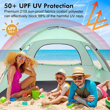 CARPA 3 PERSONAS WHITEFANG TIENDA CAMPAÑA PORTÁTIL PROTECCIÓN UV LA PLAYA REFUGIO DEL SOL PISO EXTENSIBLE - 3