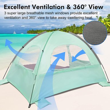 CARPA 3 PERSONAS WHITEFANG TIENDA CAMPAÑA PORTÁTIL PROTECCIÓN UV LA PLAYA REFUGIO DEL SOL PISO EXTENSIBLE - 4