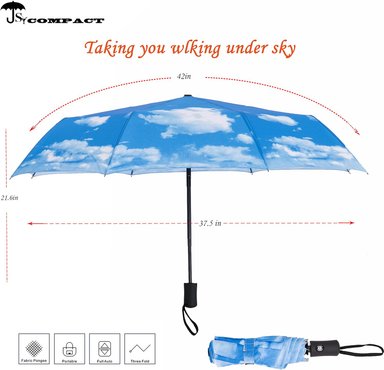 SOMBRILLA DE VIAJE RESISTENTE AL VIENTO, AUTOMÁTICO, LIGERO, IRROMPIBLE, DE GRAN EFICIENCIA, DE SY COMPACT - 5