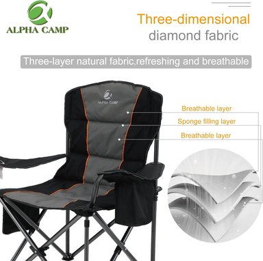 SILLA COMPRA FACIL MULTICOLOR ALPHA CAMP PLEGABLE GRAN TAMAÑO ALTA RESISTENCIA SOPORTA 450LB MARCO ACERO - 3