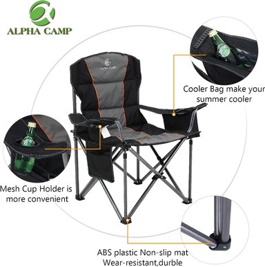 SILLA COMPRA FACIL MULTICOLOR ALPHA CAMP PLEGABLE GRAN TAMAÑO ALTA RESISTENCIA SOPORTA 450LB MARCO ACERO - 4