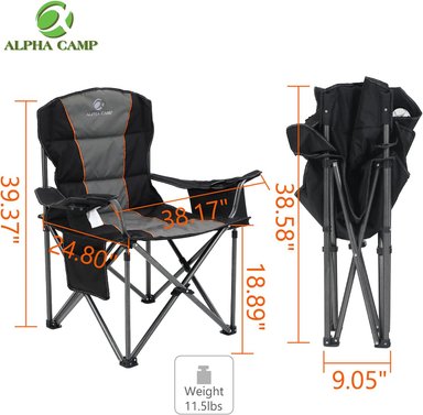 SILLA COMPRA FACIL MULTICOLOR ALPHA CAMP PLEGABLE GRAN TAMAÑO ALTA RESISTENCIA SOPORTA 450LB MARCO ACERO - 5