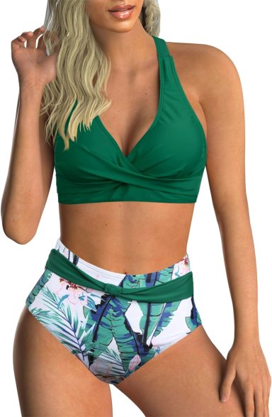 ROPA DE BAÑO MUJER COMPRA FACIL SEAFORM 2 PIEZAS BIKINI ENVOLVENTE PARTE DELANTERA CINTURA ALTA CONTROL ABDOMEN
