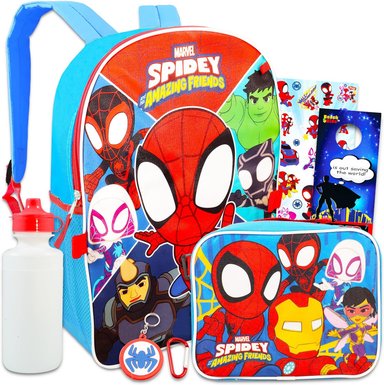 MOCHILA MARVEL MULTICOLOR SPIDEY AND HIS AMAZING FRIENDS JUEGO DE 5 PIEZAS SPIDERMAN CON 16 PULGADAS NIÑOS