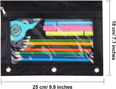ESTUCHE TOPWOOZU NEGRO CON 3 ANILLAS CON CREMALLERA ESTUCHE PARA COSMÉTICOS COLOR PAQUETE DE 2 UNIDADES - 3