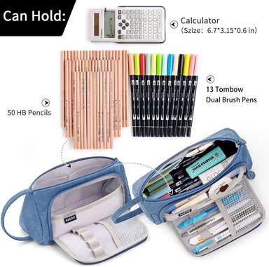 ESTUCHE EASTHILL AZUL DE GRAN CAPACIDAD ESCOLAR OFICINA Y COLEGIAL PARA NIÑOS Y ADULTOS - 3