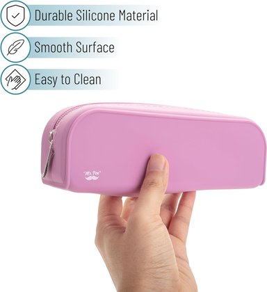 ESTUCHE MR. PEN ESTÉTICO DE SILICONA PARA LÁPICES PARA MUJERES BOLSA DE MAQUILLAJE ROSADO - 4