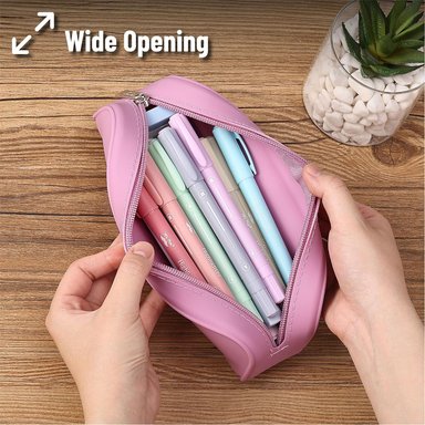 ESTUCHE MR. PEN ESTÉTICO DE SILICONA PARA LÁPICES PARA MUJERES BOLSA DE MAQUILLAJE ROSADO - 6
