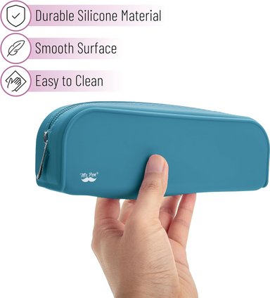ESTUCHE MR. PEN PEQUEÑO DE SILICONA PARA LÁPICES ESTÉTICO DE SILICONA AZUL - 4