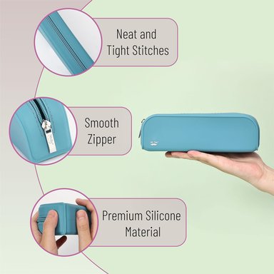 ESTUCHE MR. PEN PEQUEÑO DE SILICONA PARA LÁPICES ESTÉTICO DE SILICONA AZUL - 5