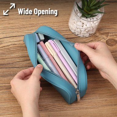 ESTUCHE MR. PEN PEQUEÑO DE SILICONA PARA LÁPICES ESTÉTICO DE SILICONA AZUL - 6