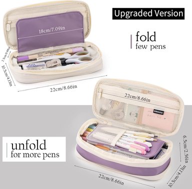ESTUCHE EASTHILL MORADO DE CAPACIDAD BOLSA GRANDE PARA LÁPICES DE PAPELERÍA Y BOLÍGRAFOS PARA NIÑAS ADOLESCENTES - 4