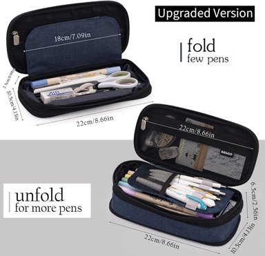 ESTUCHE EASTHILL AZUL DE GRAN CAPACIDAD BOLSA GRANDE PARA LÁPICES DE PAPELERÍA Y BOLÍGRAFOS PARA NIÑAS ADOLESCENTES - 4