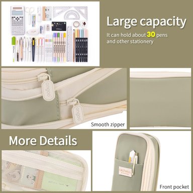 ESTUCHE EASTHILL BEIGE DE GRAN CAPACIDAD BOLSA GRANDE PARA LÁPICES DE PAPELERÍA Y BOLÍGRAFOS PARA NIÑAS ADOLESCENTES - 6