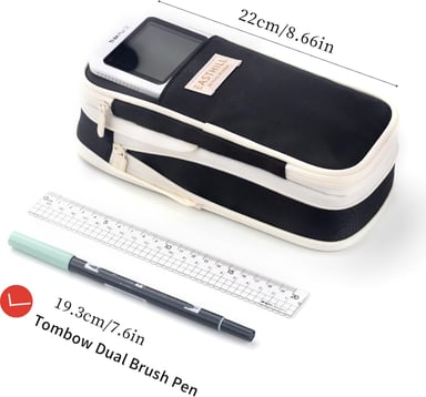 ESTUCHE EASTHILL NEGRO DE GRAN CAPACIDAD BOLSA GRANDE PARA LÁPICES DE PAPELERÍA Y BOLÍGRAFOS PARA NIÑAS ADOLESCENTES - 4