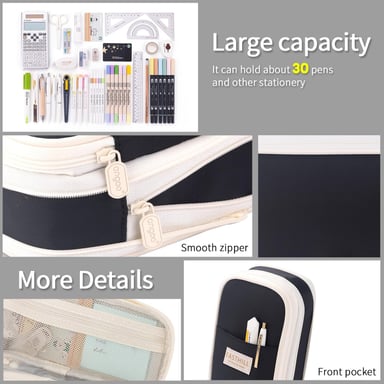 ESTUCHE EASTHILL NEGRO DE GRAN CAPACIDAD BOLSA GRANDE PARA LÁPICES DE PAPELERÍA Y BOLÍGRAFOS PARA NIÑAS ADOLESCENTES - 6