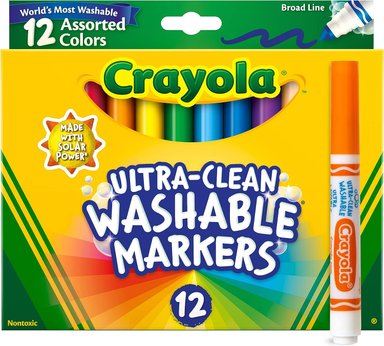 MARCADORES CRAYOLA DE LÍNEA ANCHA (12 UNIDADES) LAVABLES PARA NIÑOS