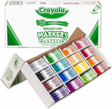 MARCADORES CRAYOLA CLASSPACK DE LÍNEA ANCHA SUMINISTROS A GRANEL PARA PROFESORES Y NIÑOS 256 UNIDADES